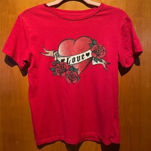 Red, love t-shirt.